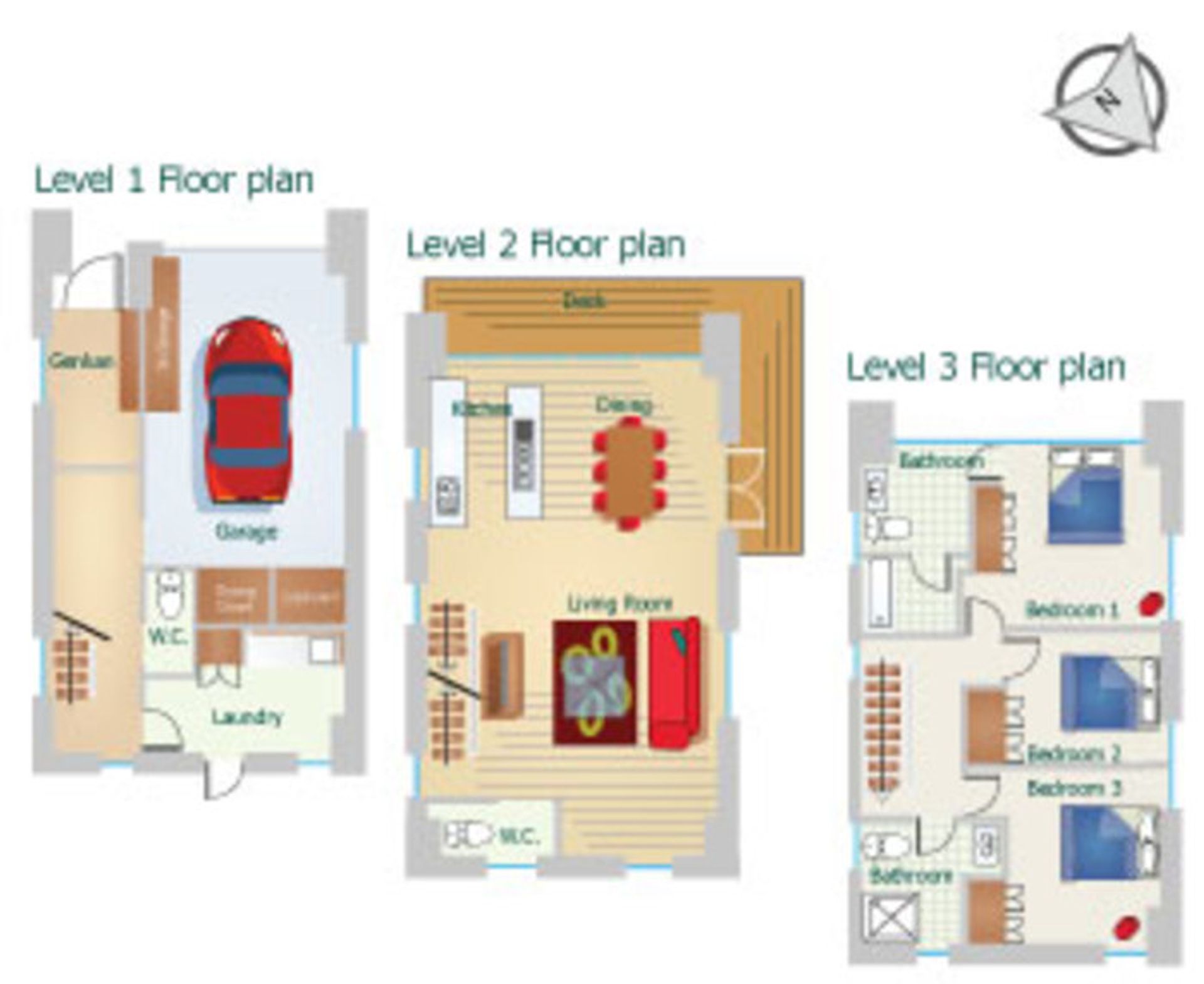 コンクリート 3ベッドルーム ・ジャグジー付き