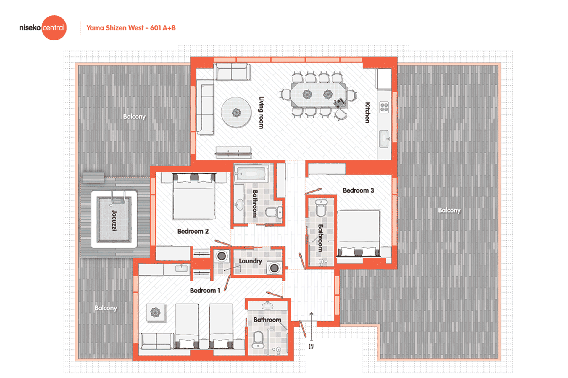 山自然 3ベッドルームペントハウス ・ジャグジー付き